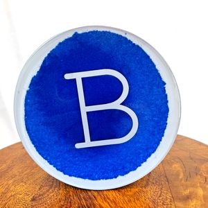 West Elm Blue Monogram B Ceramic Trinket Dish